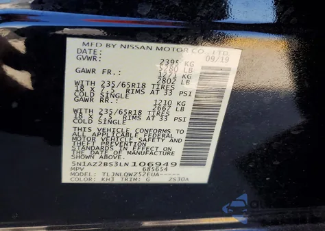 2020 Nissan Murano Sv z USA, uszkodzony, nr VIN 5N1AZ2BS3LN106949